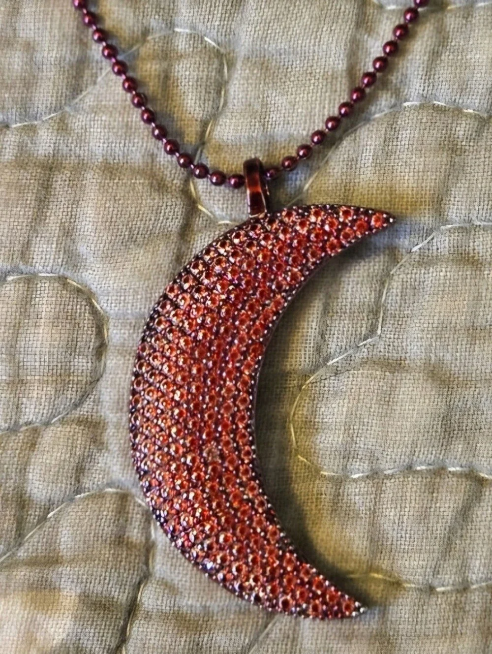 By Alexa Rae NWOT Crescent Moon Necklace Dark Red